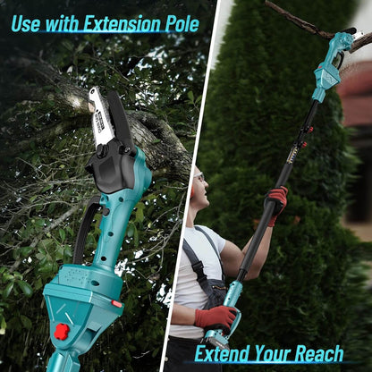 2 in 1 Cordless 8 inch Chainsaw with Pole Saw