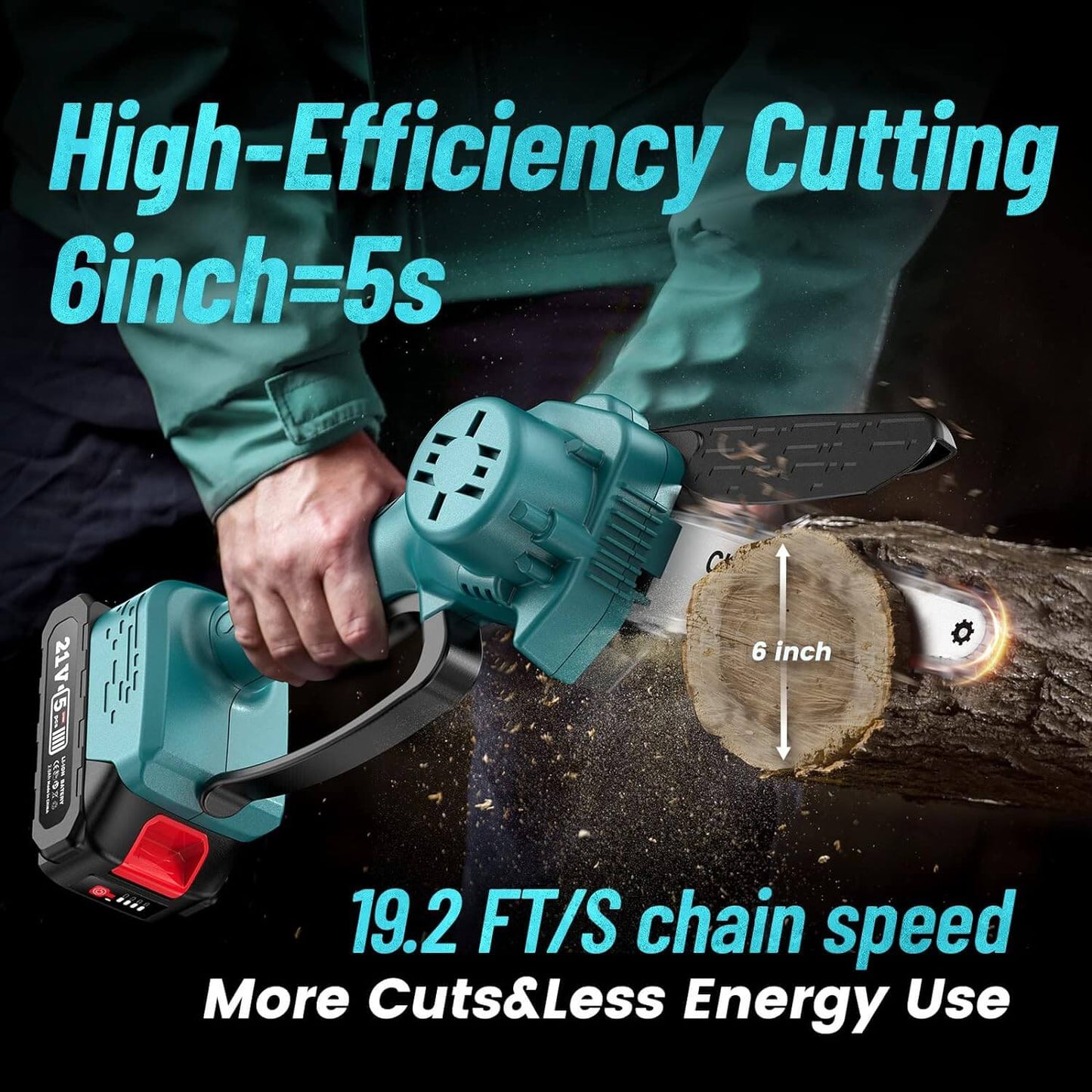 2 in 1 Cordless 8 inch Chainsaw with Pole Saw