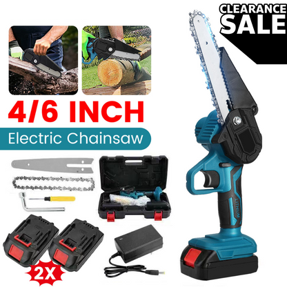 4"/6" Cordless Wood Cutter Chainsaw with 2x Power Batteries