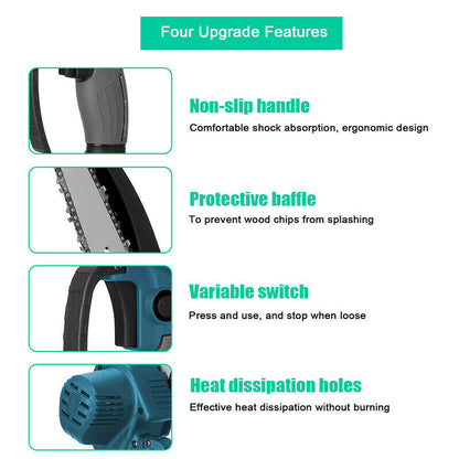 4"/6" Cordless Wood Cutter Chainsaw with 2x Power Batteries
