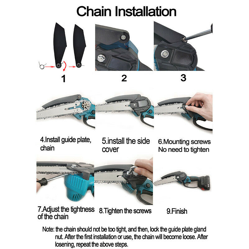 4"/6" Cordless Wood Cutter Chainsaw with 2x Power Batteries