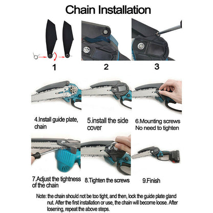 4"/6" Cordless Wood Cutter Chainsaw with 2x Power Batteries