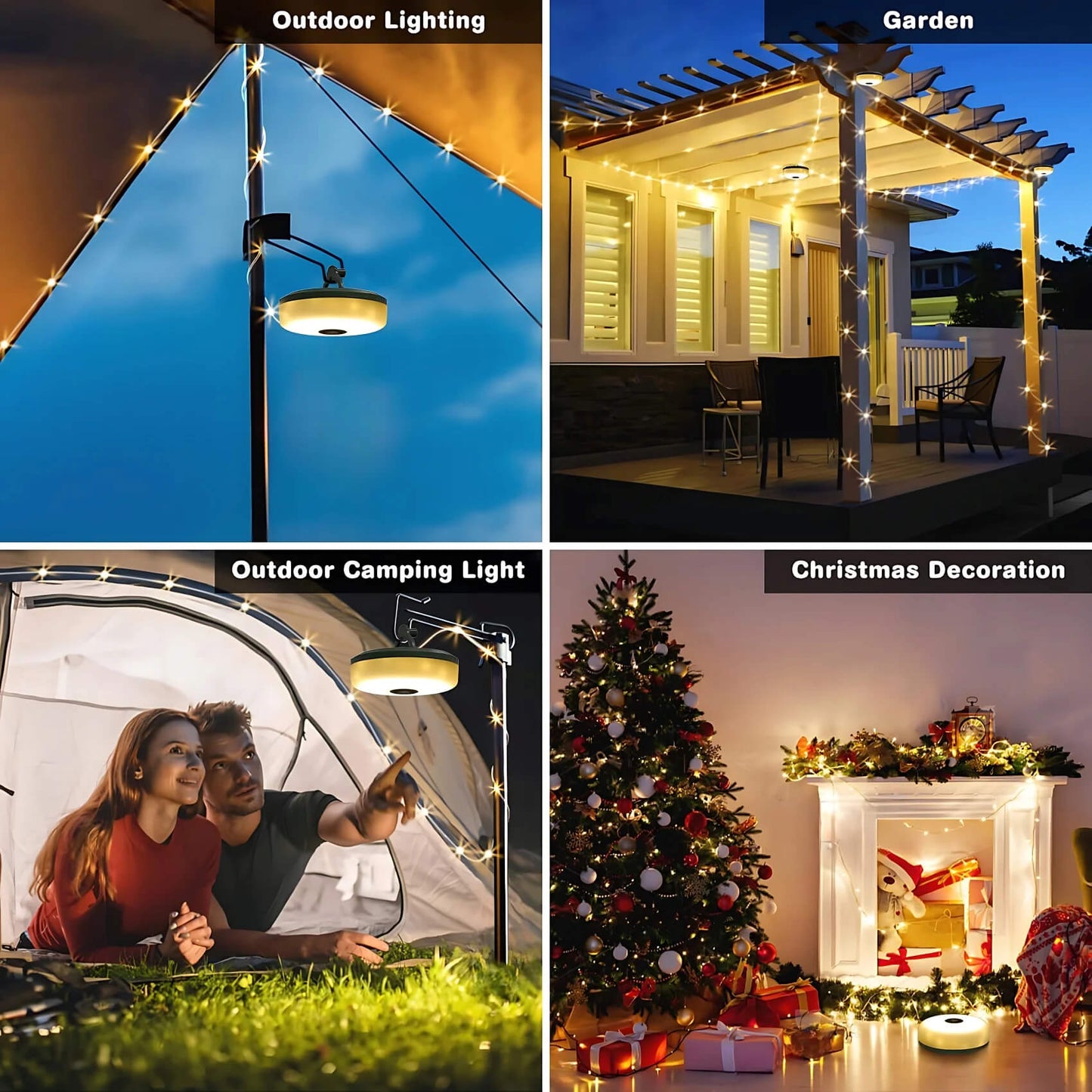 3 in 1 Solar Camping String Lights