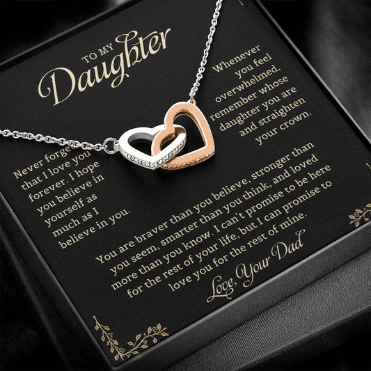 To My Daughter Never Forget That I Love You - Interlocking Hearts necklace