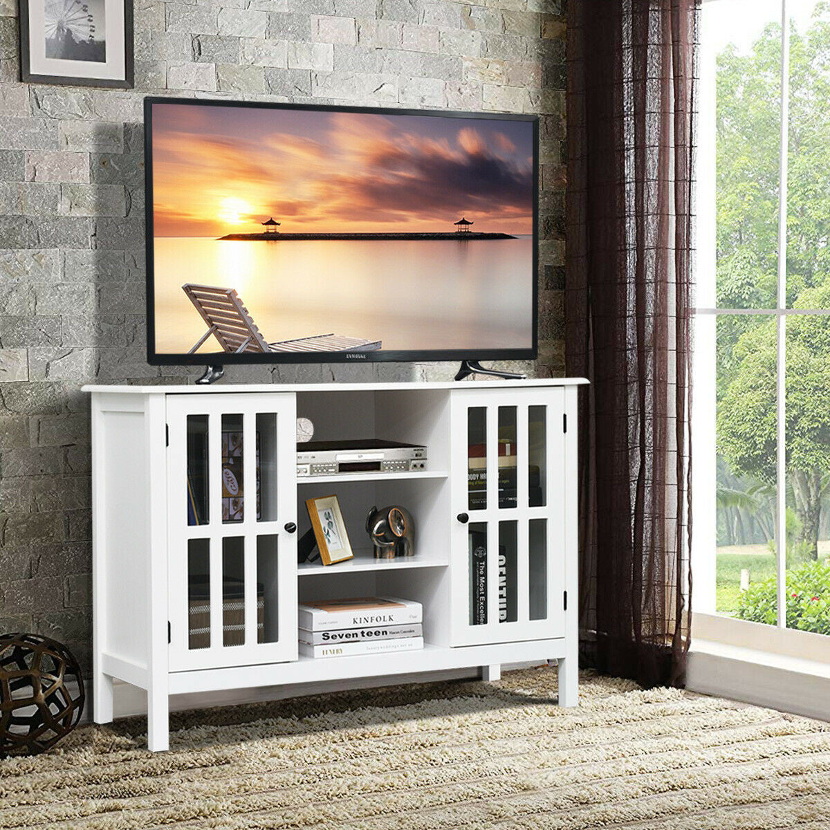 Wooden TV Stand Console Cabinet for 45" TV