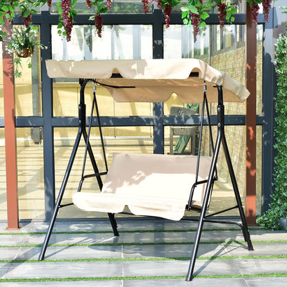 Steel Frame Outdoor Loveseat Patio Canopy Swing with Cushion