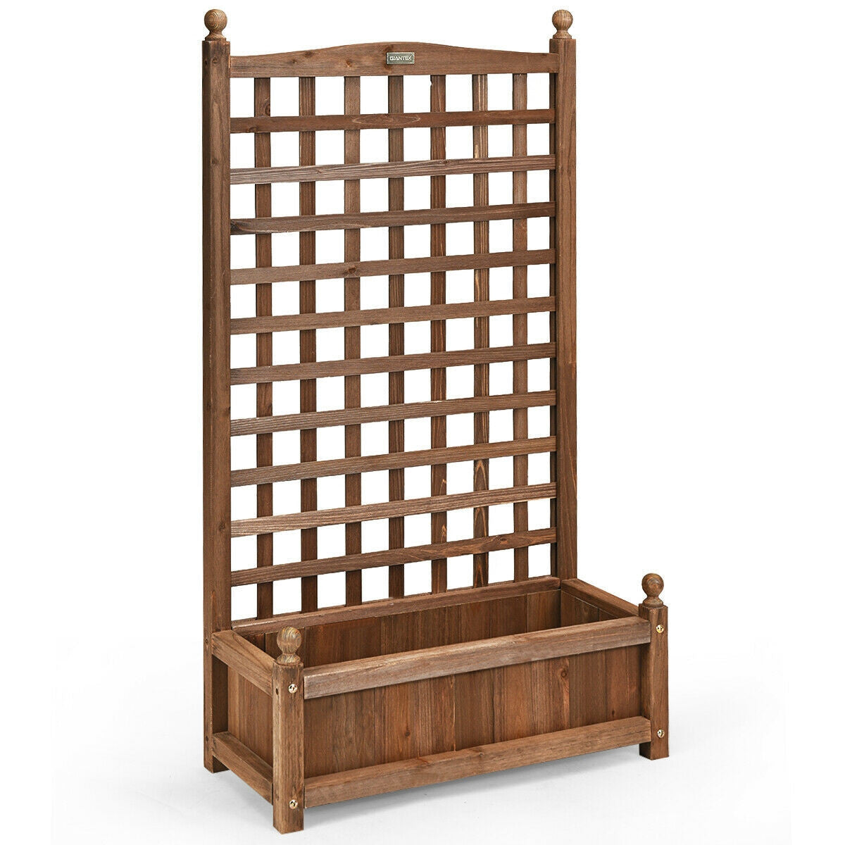 Solid Wood Planter Box with Trellis Weather-resistant Outdoor