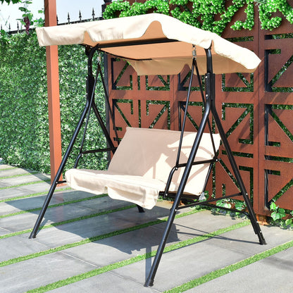 Steel Frame Outdoor Loveseat Patio Canopy Swing with Cushion