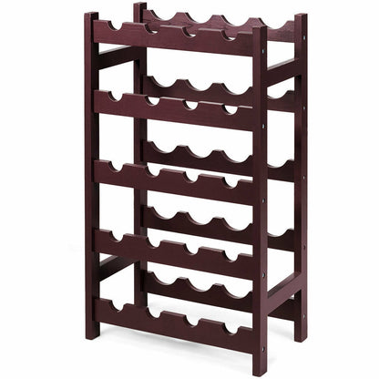 Wood Wine Rack 5-Tier Bottle Display Storage Shelf Free Standing