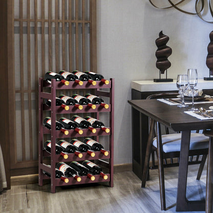 Wood Wine Rack 5-Tier Bottle Display Storage Shelf Free Standing