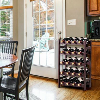 Wood Wine Rack 5-Tier Bottle Display Storage Shelf Free Standing